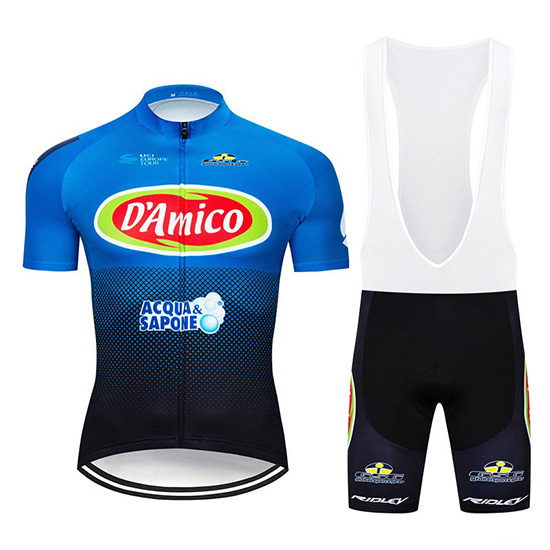 2019 Maillot D'Amico Tirantes Mangas Cortas Azul Blanco